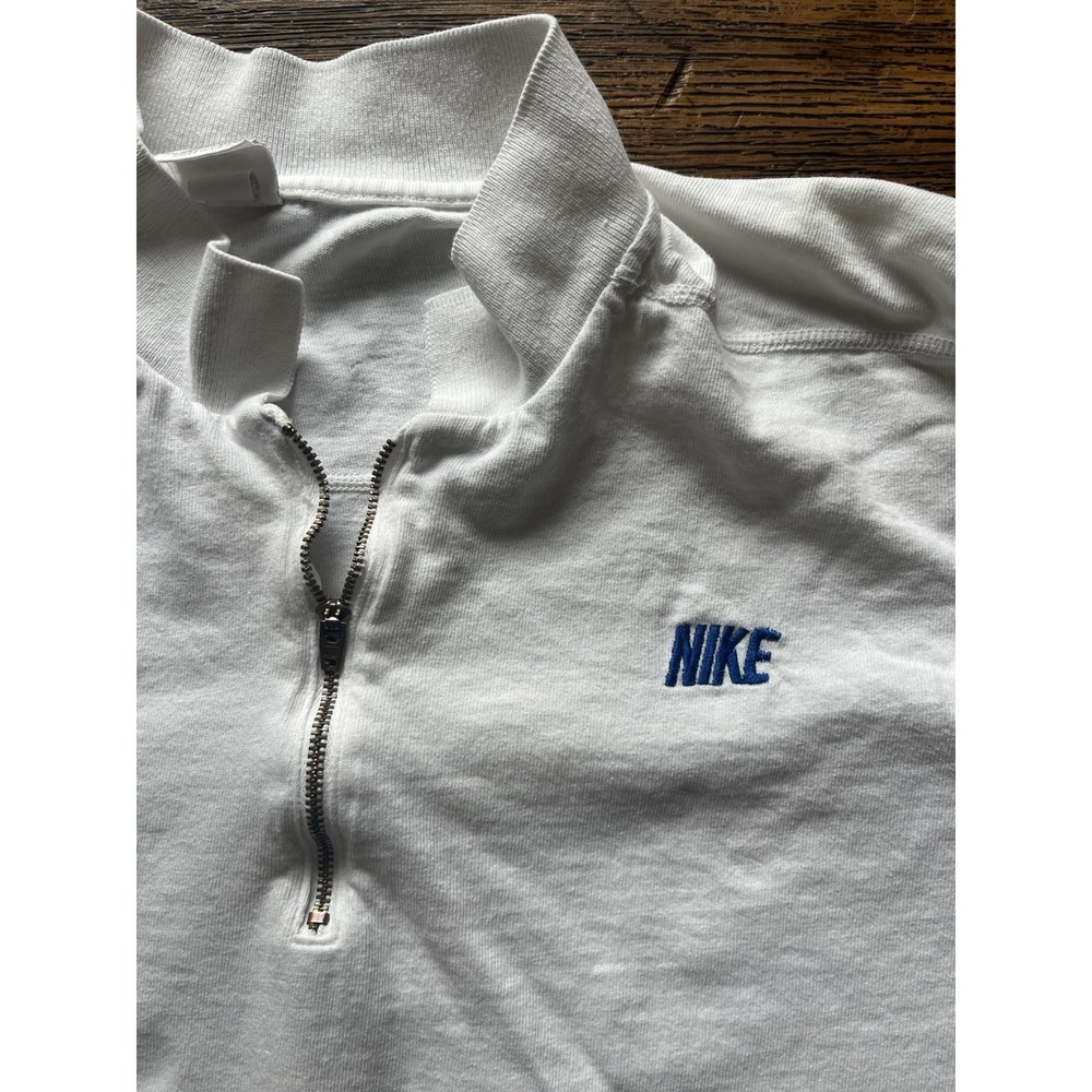 Women's Vintage Nike Shirt White Spell-Out M Activewear 80s 1/4 Zip 90s Tennis